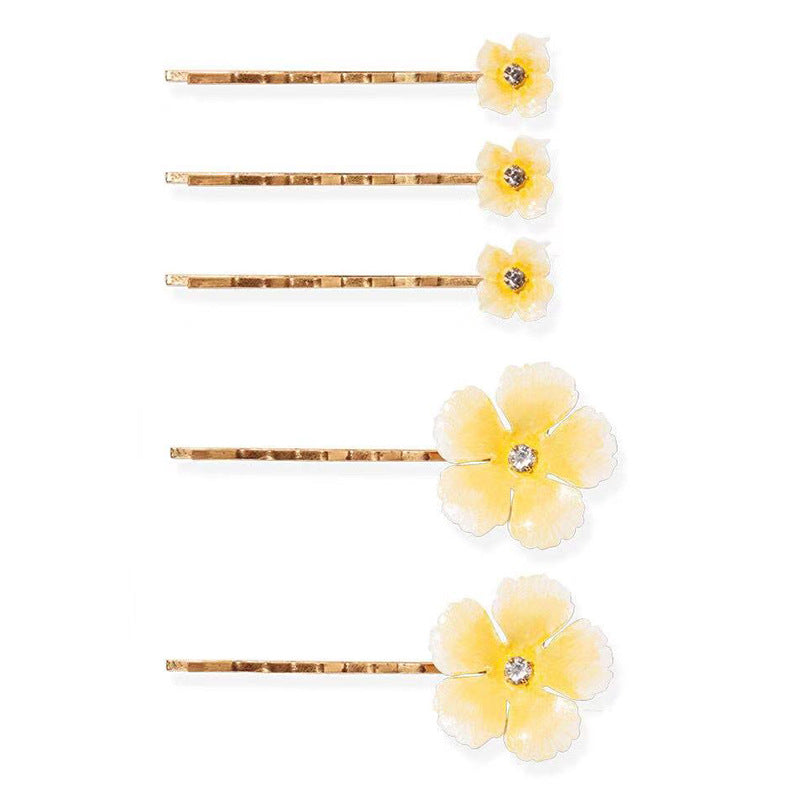 Wholesale personalized gold-plated flower clip hairpin jewelry suit